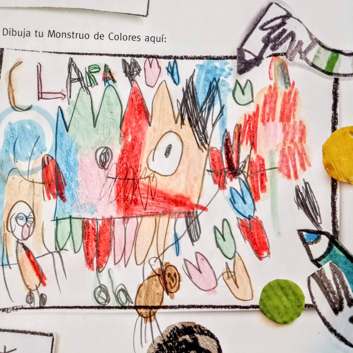 «El Monstruo de colores» Lápices y ceras sobre libro&nbsp;#byClara