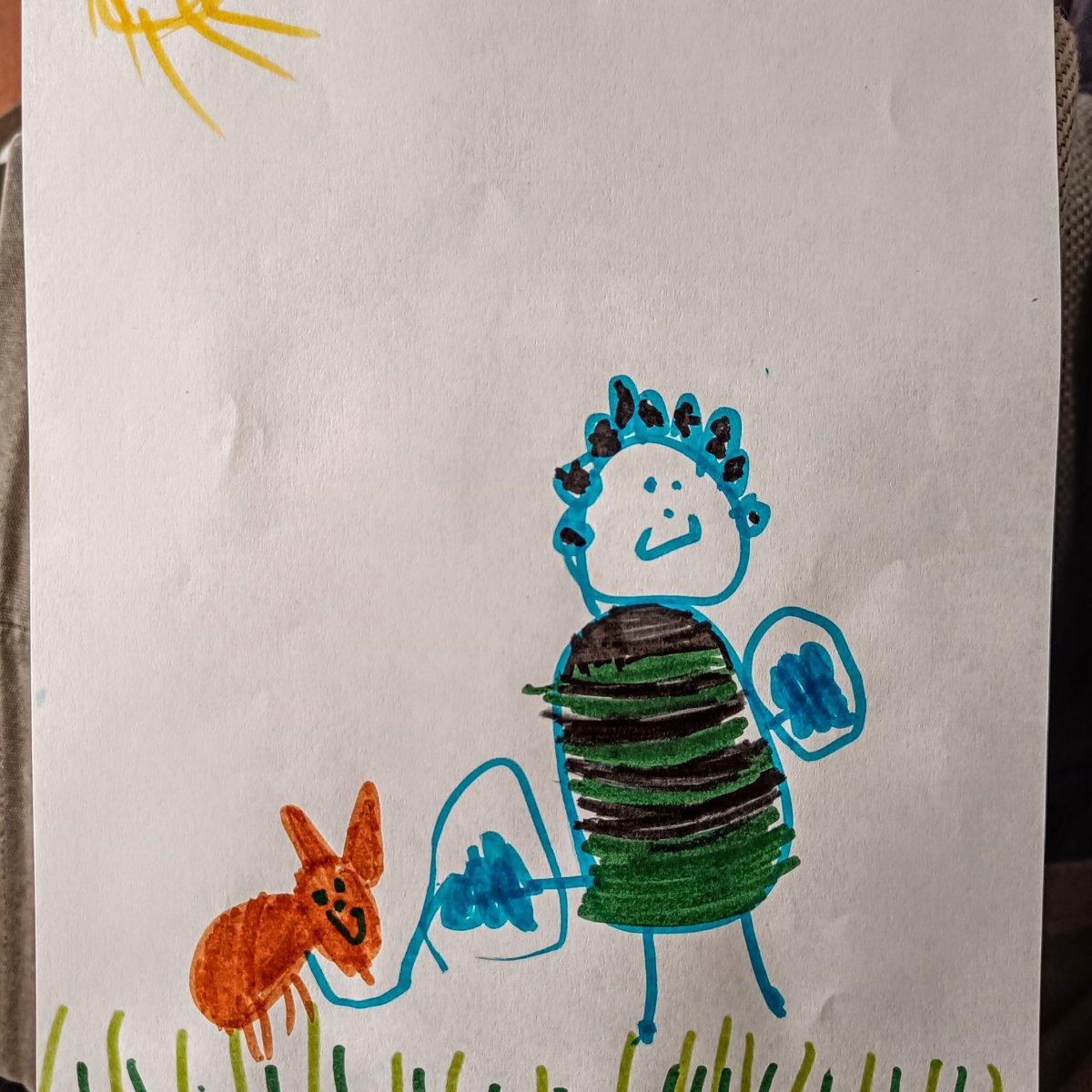 «Mamá paseando a Charlie» Rotuladores sobre papel&nbsp;#byClara