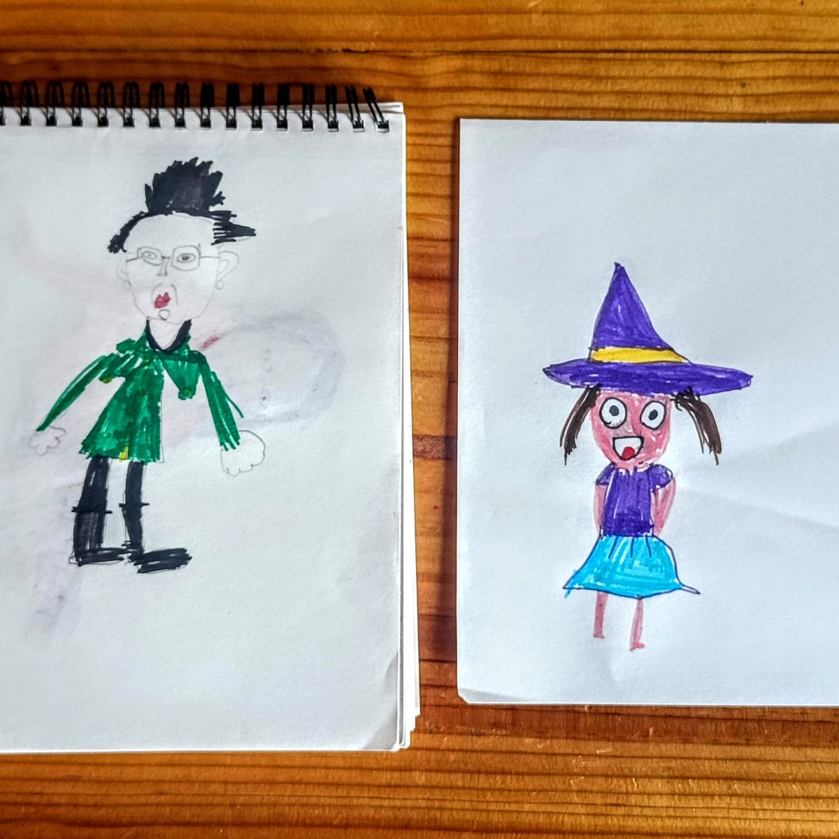 Retrato de mamá y Dibujo de una&nbsp;bruja