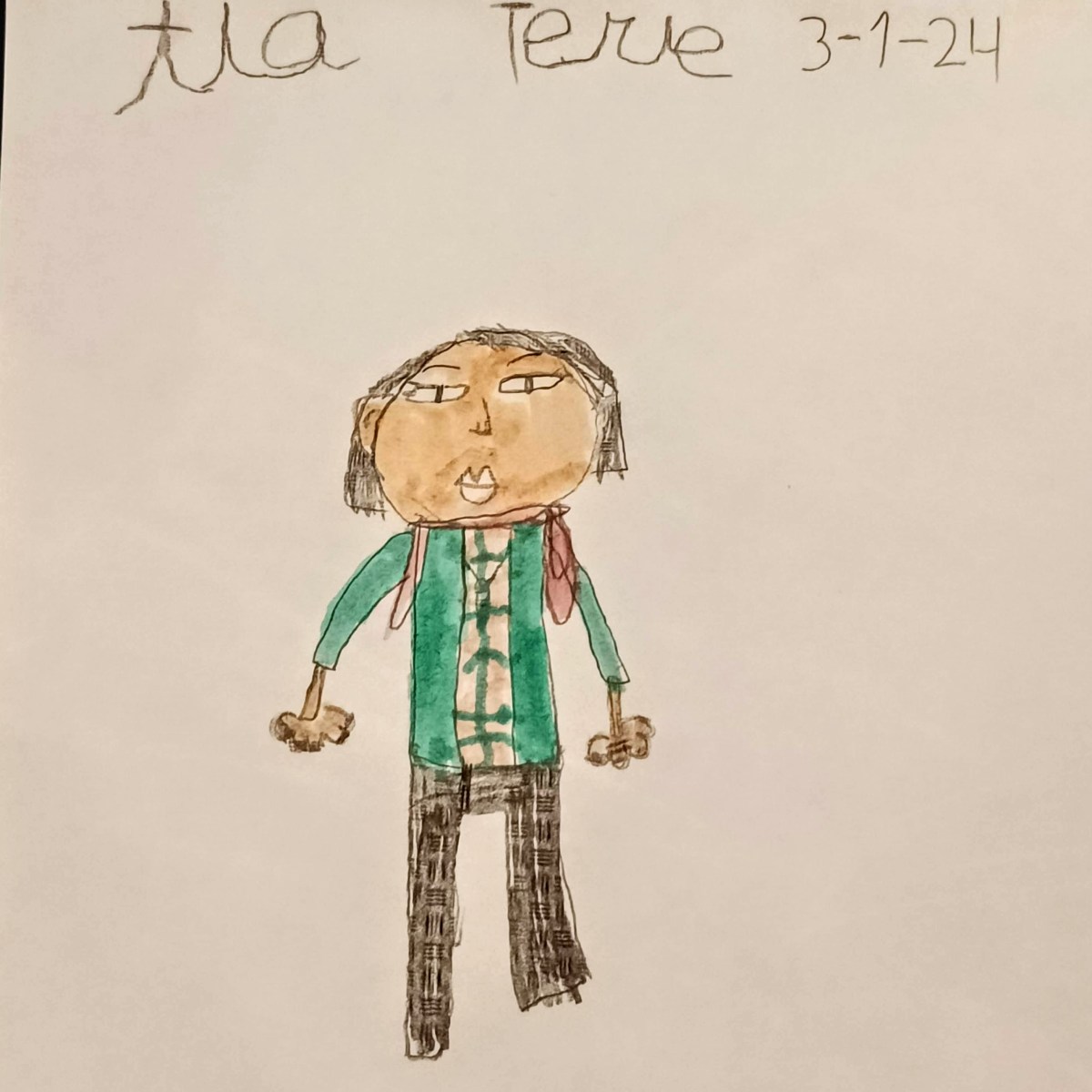 «Tía Tere» Lápiz y rotuladores sobre&nbsp;papel